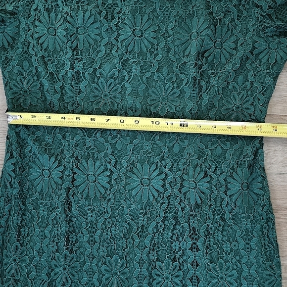 Green Flutter Sleeve Sheath Midi Dress for Wedding Guest - Picture 3 of 11